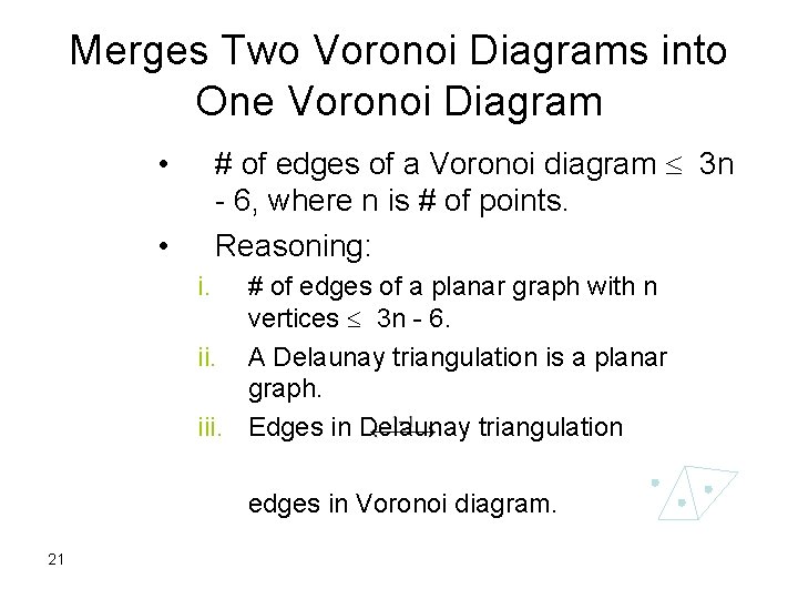 Merges Two Voronoi Diagrams into One Voronoi Diagram # of edges of a Voronoi