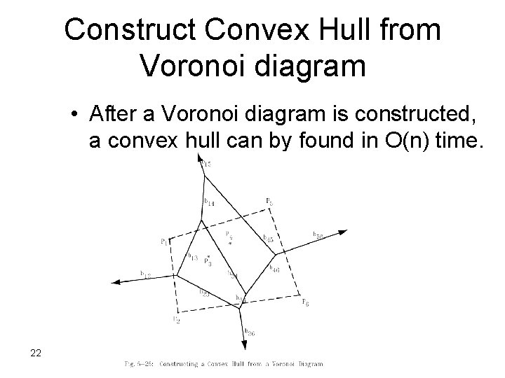 Construct Convex Hull from Voronoi diagram • After a Voronoi diagram is constructed, a