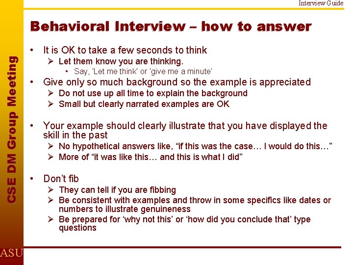 Interview Guide C S E D M Gr o u p M e e