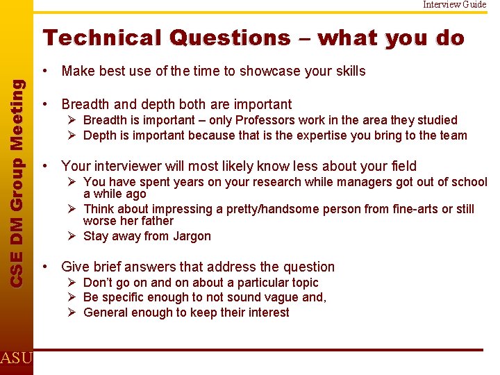 Interview Guide C S E D M Gr o u p M e e