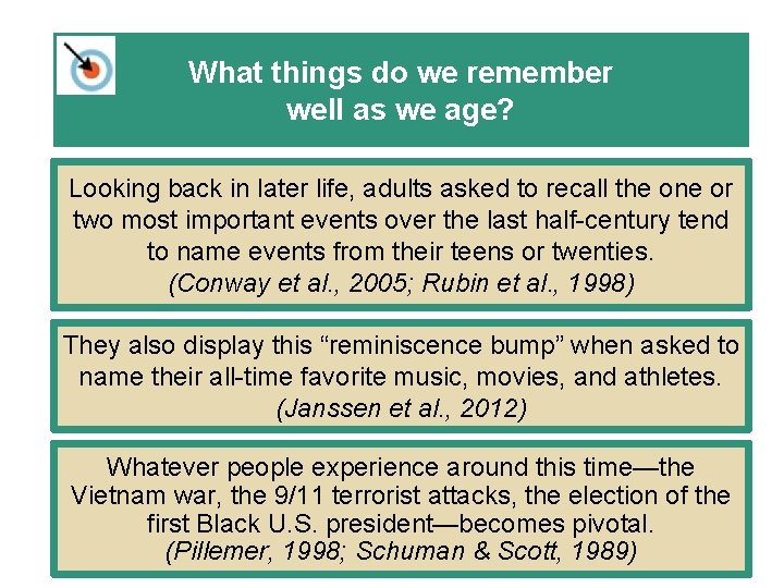 What things do we remember well as we age? Looking back in later life,