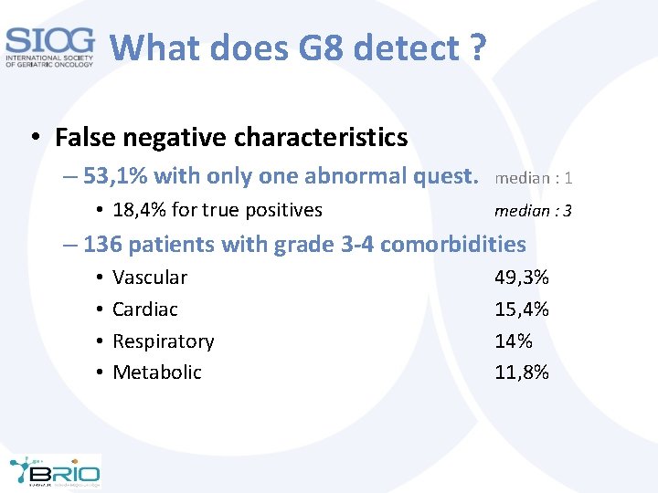What does G 8 detect ? • False negative characteristics – 53, 1% with