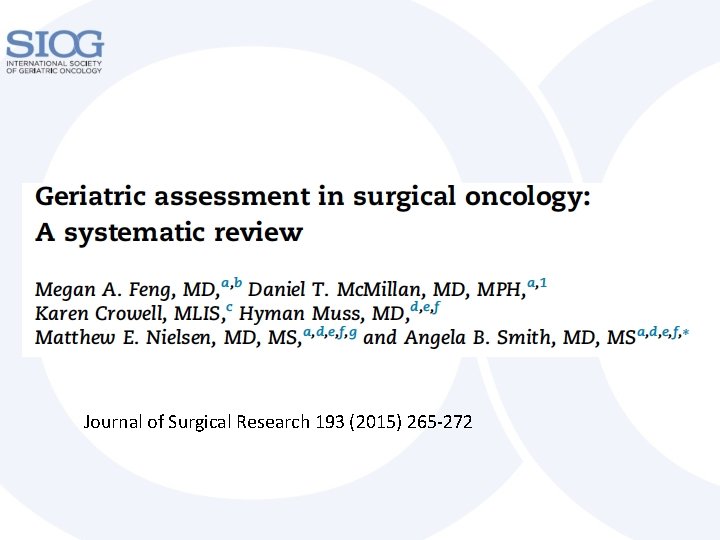 Journal of Surgical Research 193 (2015) 265 -272 