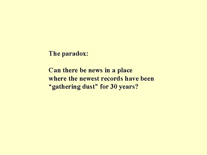 The paradox: Can there be news in a place where the newest records have