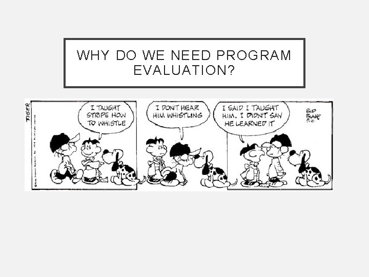 WHY DO WE NEED PROGRAM EVALUATION? WHY DO WE NEED PROGRAM EVALUATION?
