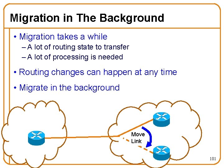 Migration in The Background • Migration takes a while – A lot of routing