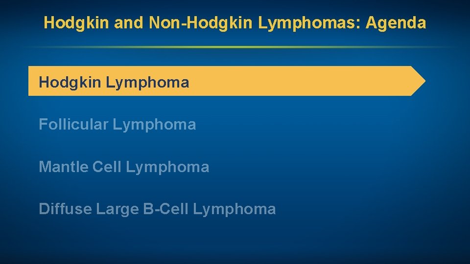 Hodgkin and Non-Hodgkin Lymphomas: Agenda Hodgkin Lymphoma Follicular Lymphoma Mantle Cell Lymphoma Diffuse Large