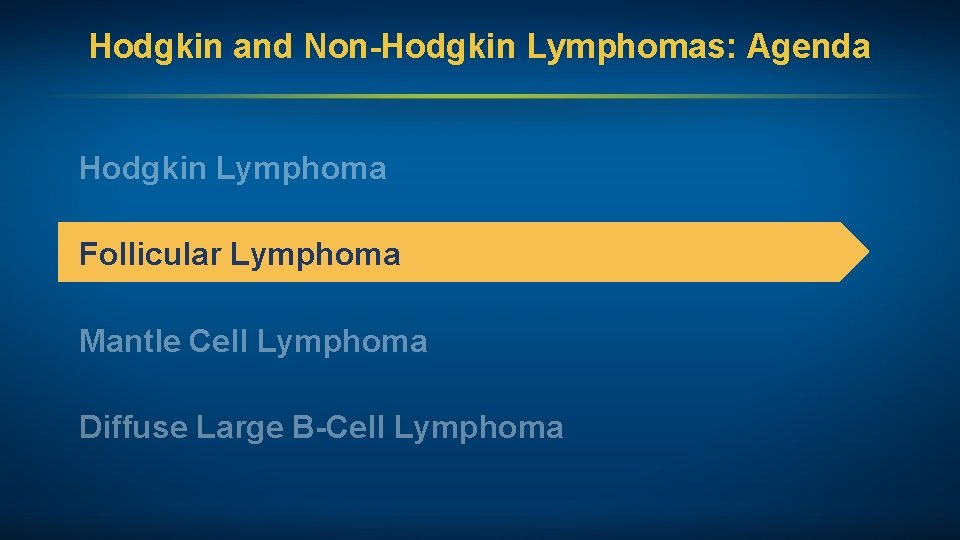 Hodgkin and Non-Hodgkin Lymphomas: Agenda Hodgkin Lymphoma Follicular Lymphoma Mantle Cell Lymphoma Diffuse Large