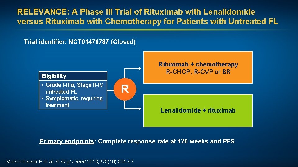 RELEVANCE: A Phase III Trial of Rituximab with Lenalidomide versus Rituximab with Chemotherapy for
