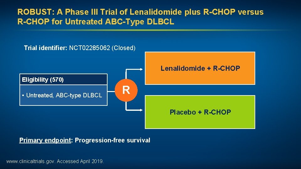 ROBUST: A Phase III Trial of Lenalidomide plus R-CHOP versus R-CHOP for Untreated ABC-Type