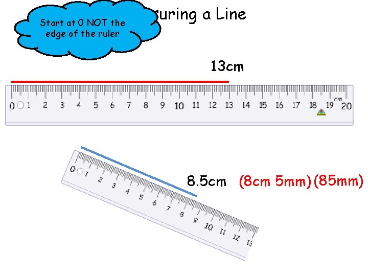 Measuring a Line Start at 0 NOT the edge of the ruler 13 cm