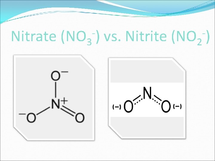 -) Nitrate (NO 3 vs. Nitrite (NO 2 -) 
