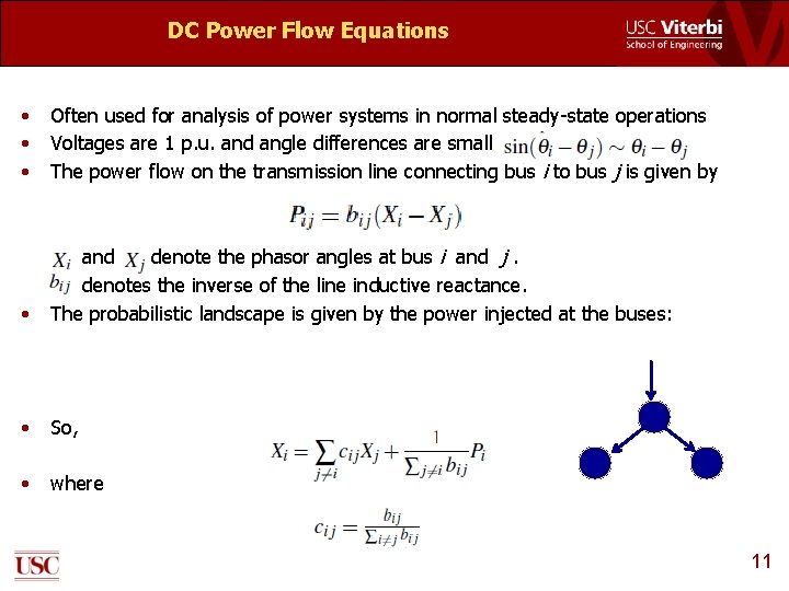 DC Power Flow Equations • • • Often used for analysis of power systems