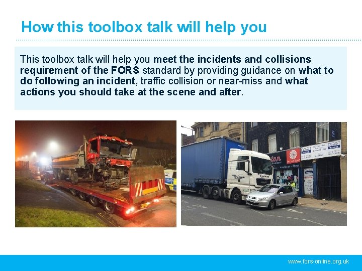 How this toolbox talk will help you This toolbox talk will help you meet