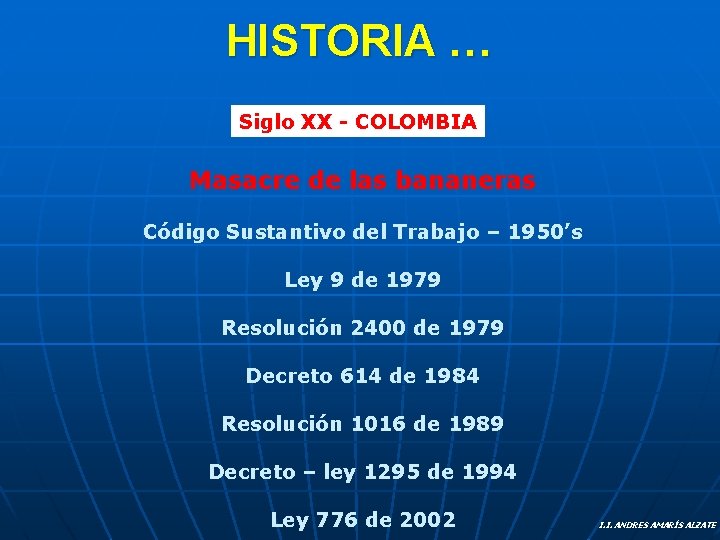 HISTORIA … Siglo XX - COLOMBIA Masacre de las bananeras Código Sustantivo del Trabajo