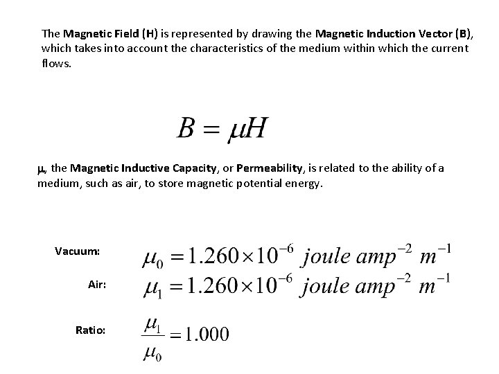 The Magnetic Field (H) is represented by drawing the Magnetic Induction Vector (B), which