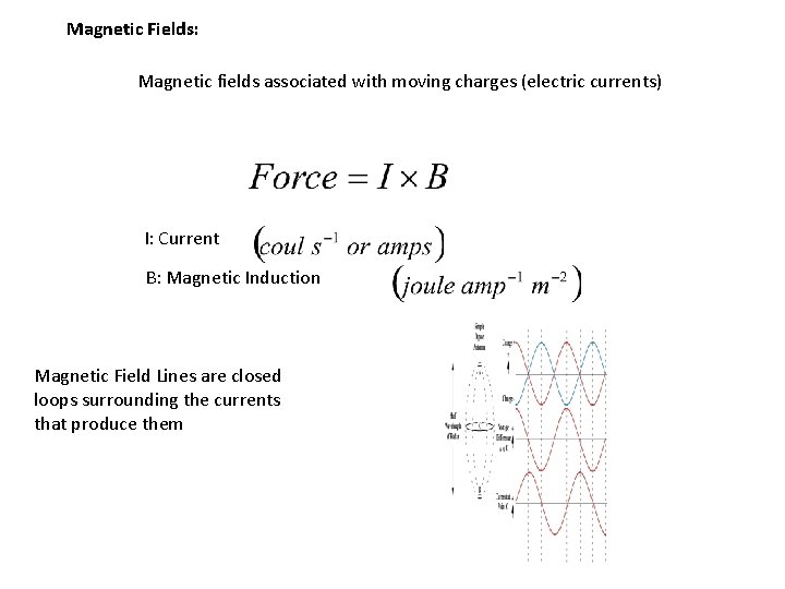 Magnetic Fields: Magnetic fields associated with moving charges (electric currents) I: Current B: Magnetic