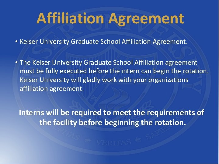 Affiliation Agreement • Keiser University Graduate School Affiliation Agreement. • The Keiser University Graduate