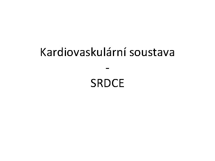 Kardiovaskulární soustava SRDCE 
