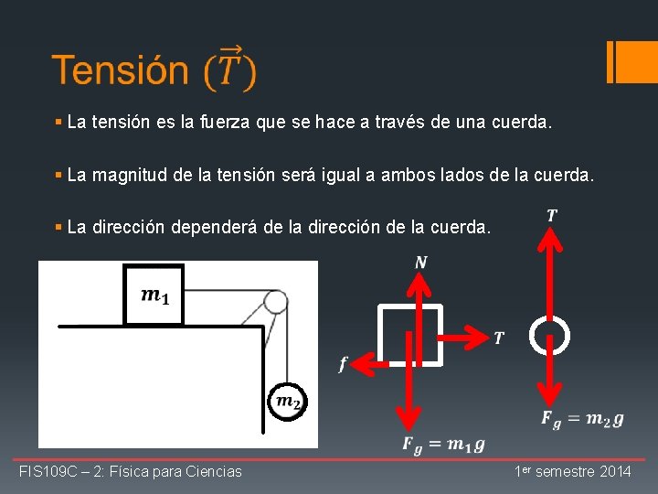  § La tensión es la fuerza que se hace a través de una