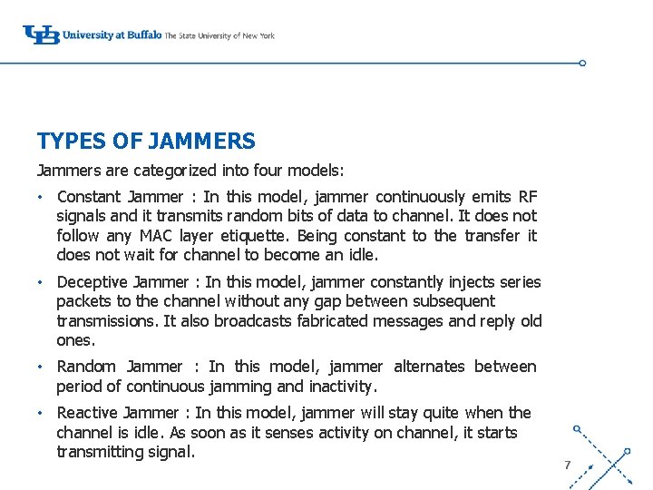 TYPES OF JAMMERS Jammers are categorized into four models: • Constant Jammer : In