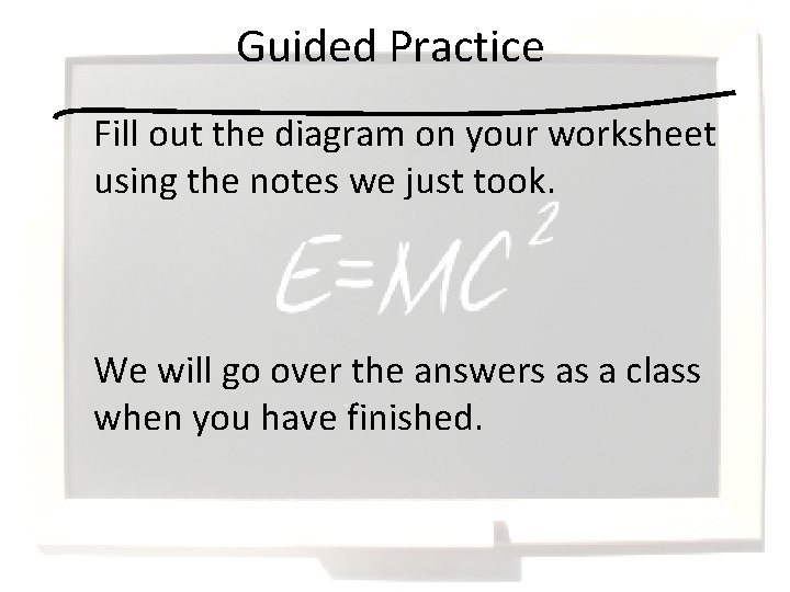 Guided Practice Fill out the diagram on your worksheet using the notes we just