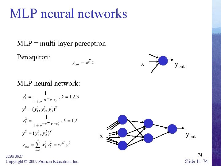 MLP neural networks MLP = multi-layer perceptron Perceptron: x yout MLP neural network: x