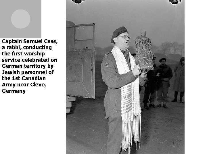 Captain Samuel Cass, a rabbi, conducting the first worship service celebrated on German territory