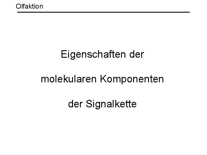 Olfaktion Eigenschaften der molekularen Komponenten der Signalkette 