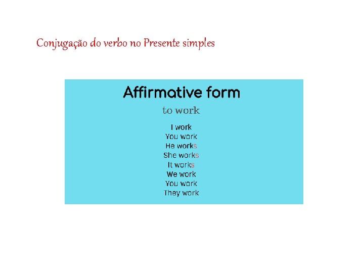 Conjugação do verbo no Presente simples 