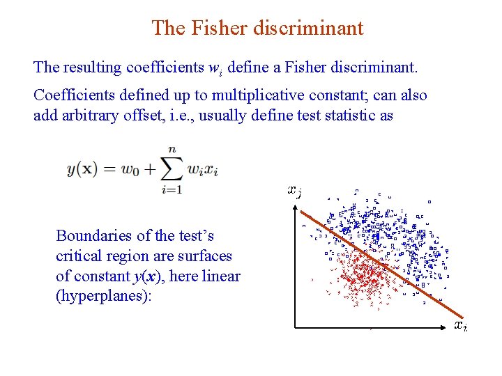 The Fisher discriminant The resulting coefficients wi define a Fisher discriminant. Coefficients defined up The Fisher discriminant The resulting coefficients wi define a Fisher discriminant. Coefficients defined up