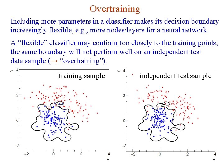 Overtraining Including more parameters in a classifier makes its decision boundary increasingly flexible, e. Overtraining Including more parameters in a classifier makes its decision boundary increasingly flexible, e.
