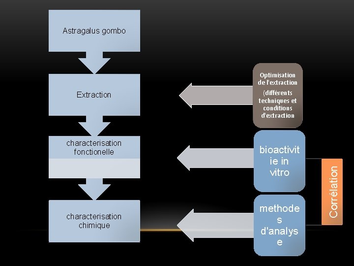 Astragalus gombo Optimisation de l'extraction characterisation fonctionelle characterisation chimique (différents techniques et conditions d'extraction