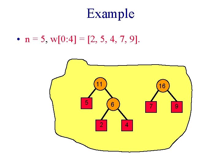 Example • n = 5, w[0: 4] = [2, 5, 4, 7, 9]. 11