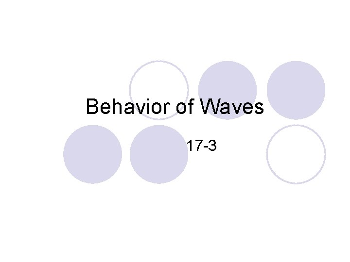 Behavior of Waves 17 -3 