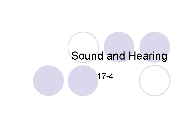 Sound and Hearing 17 -4 
