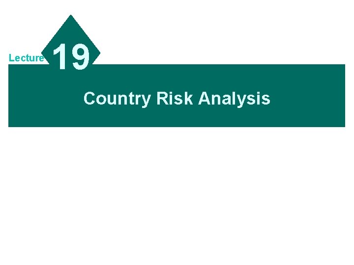 Lecture 19 Country Risk Analysis 