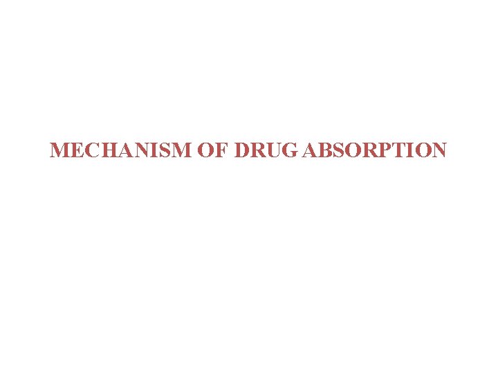 MECHANISM OF DRUG ABSORPTION 