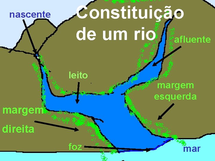 nascente Constituição de um rio afluente leito margem esquerda margem direita foz mar nascente Constituição de um rio afluente leito margem esquerda margem direita foz mar