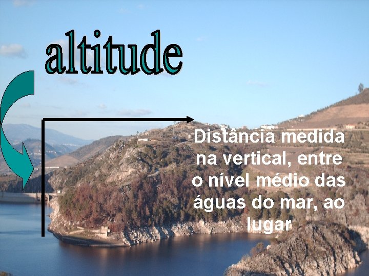 Distância medida na vertical, entre o nível médio das águas do mar, ao Distância medida na vertical, entre o nível médio das águas do mar, ao