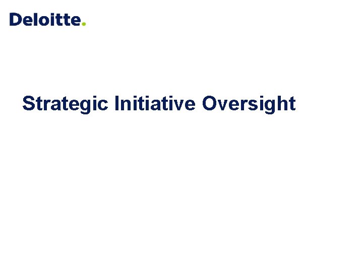 Strategic Initiative Oversight 