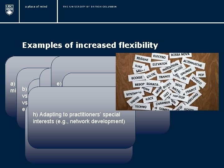 Examples of increased flexibility a) Number of questions e) Primary (e. g. , research