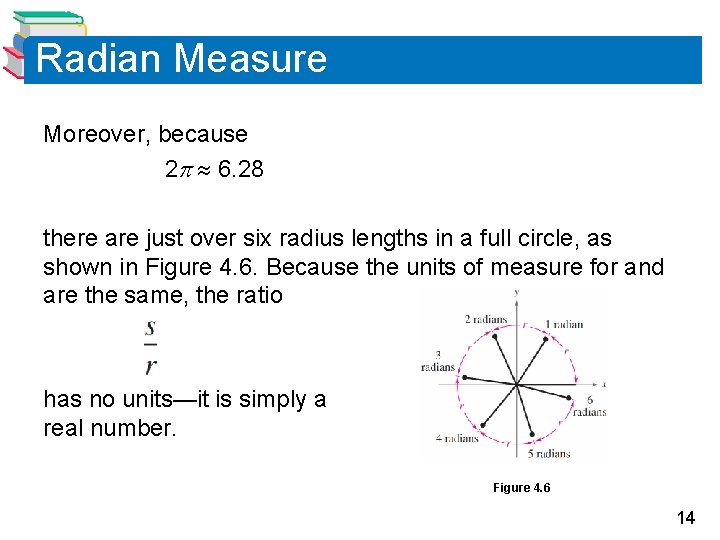 Radian Measure Moreover, because 2 6. 28 there are just over six radius lengths