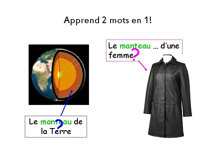 Apprend 2 mots en 1! Le manteau … d’une femme ? ? Le manteau