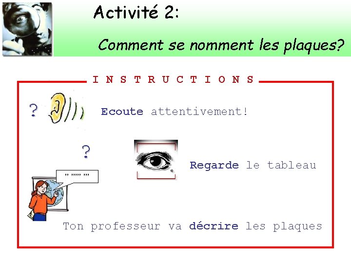 Activité 2: Comment se nomment les plaques? I N S T R U C