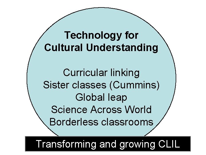 Technology for Cultural Understanding Curricular linking Sister classes (Cummins) Global leap Science Across World