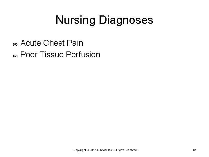 Nursing Diagnoses Acute Chest Pain Poor Tissue Perfusion Copyright © 2017 Elsevier Inc. All