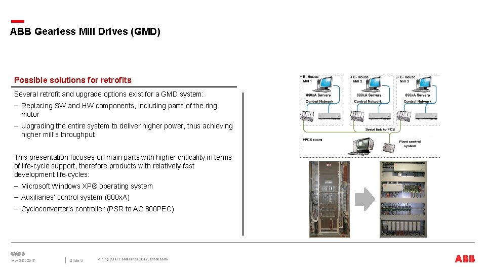 ABB Gearless Mill Drives (GMD) Possible solutions for retrofits Several retrofit and upgrade options