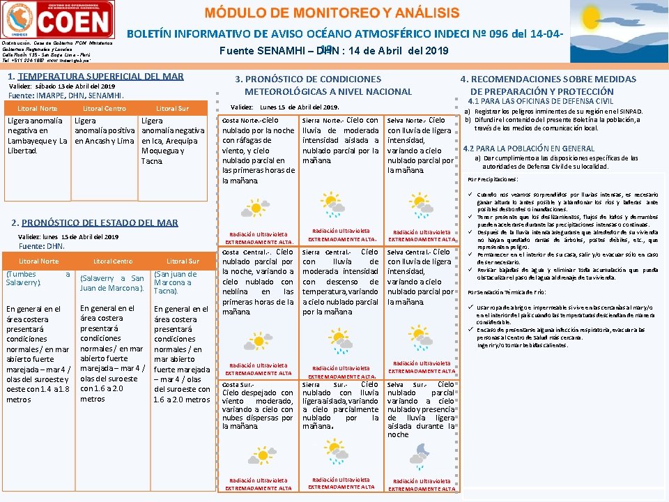 Distribución: Casa de Gobierno, PCM, Ministerios, Gobiernos Regionales y Locales. Calle Rodín 135 -