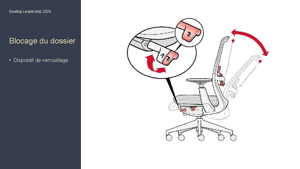 Seating Leadership 2020 Blocage du dossier • Dispositif de verrouillage 